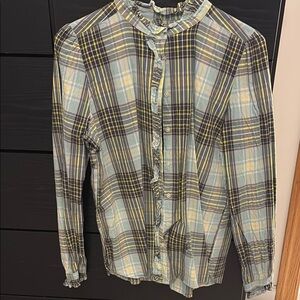 Plaid Kids Shirt in Blue and Yellow